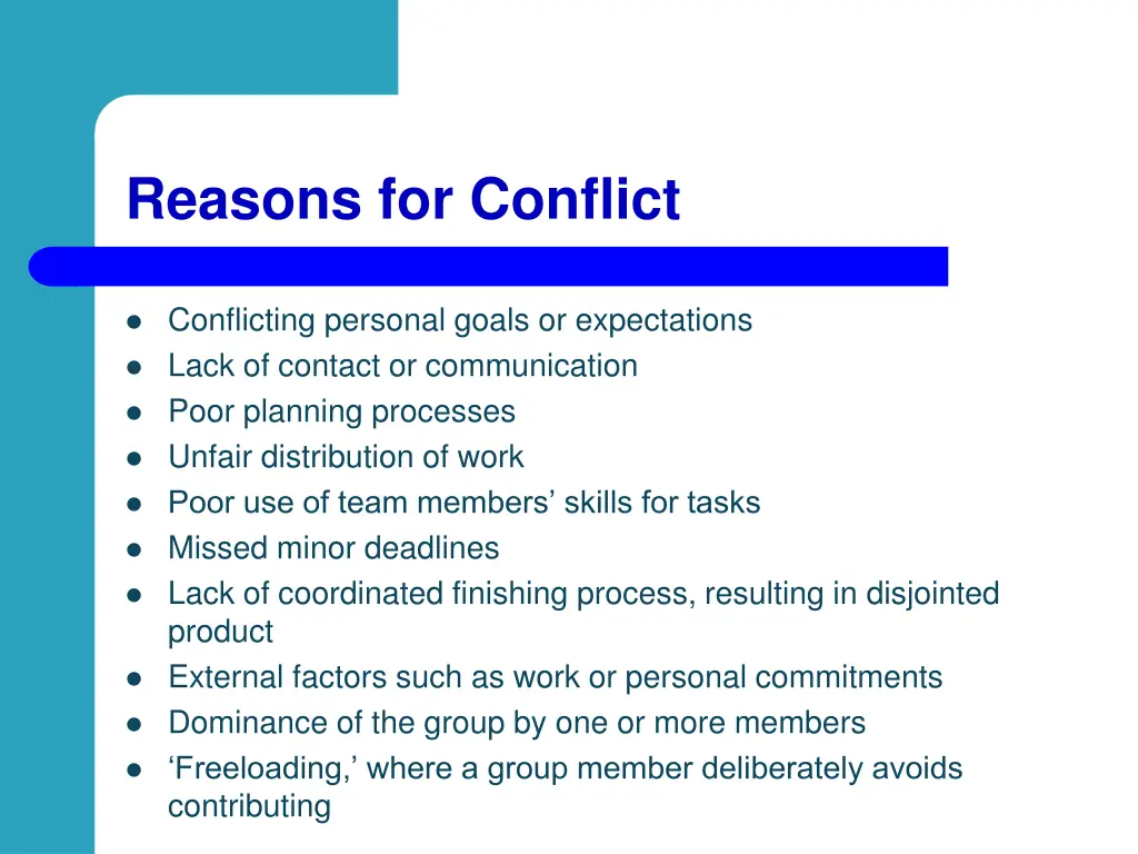 reasons for conflict