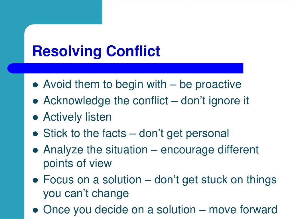 resolving conflict