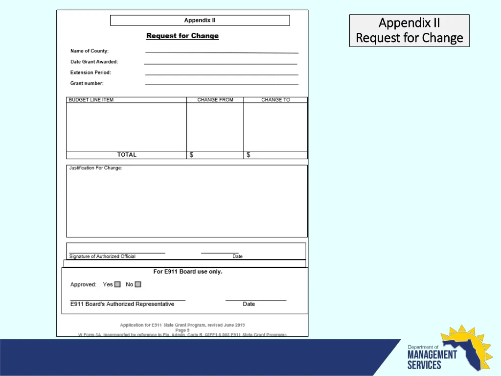 appendix ii appendix ii request for change