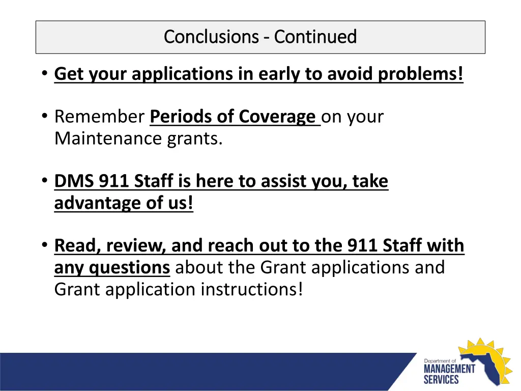 conclusions conclusions continued