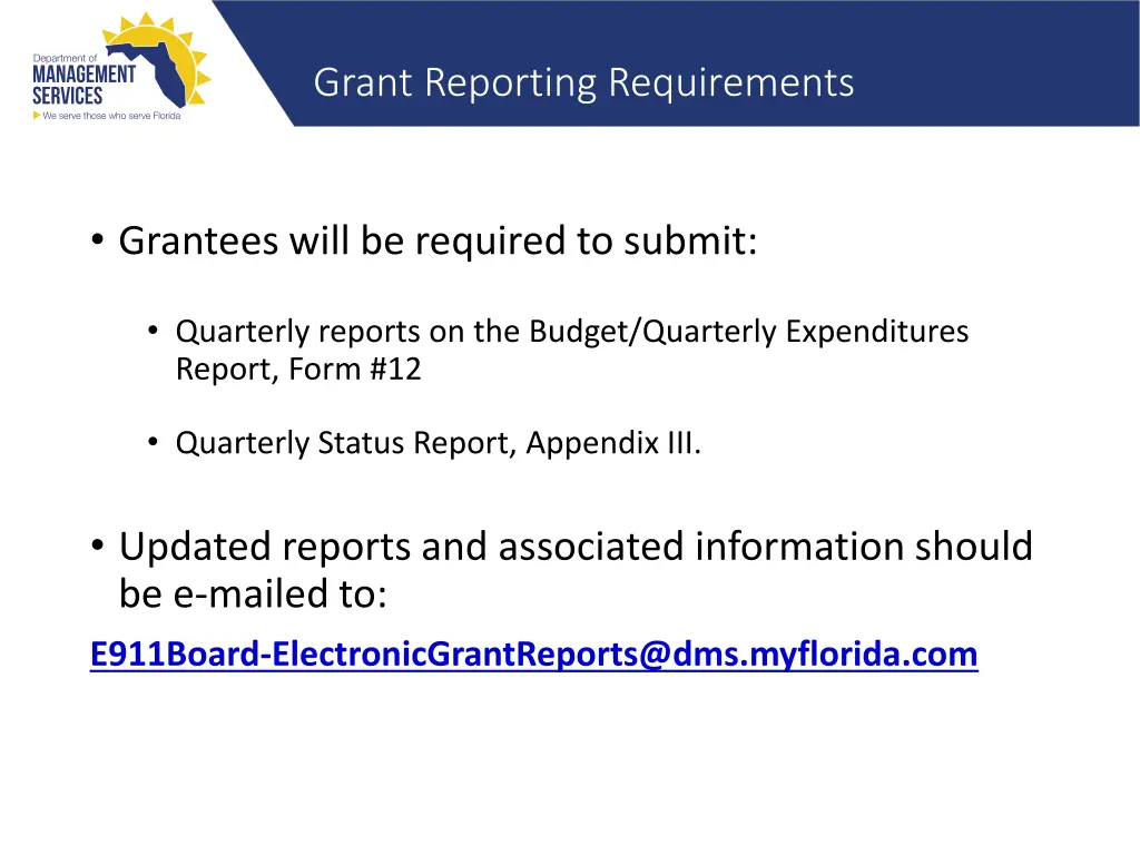grant reporting requirements