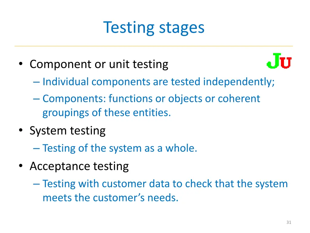 testing stages