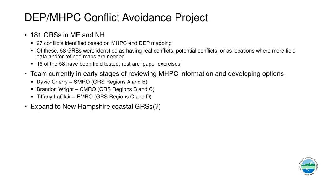 dep mhpc conflict avoidance project
