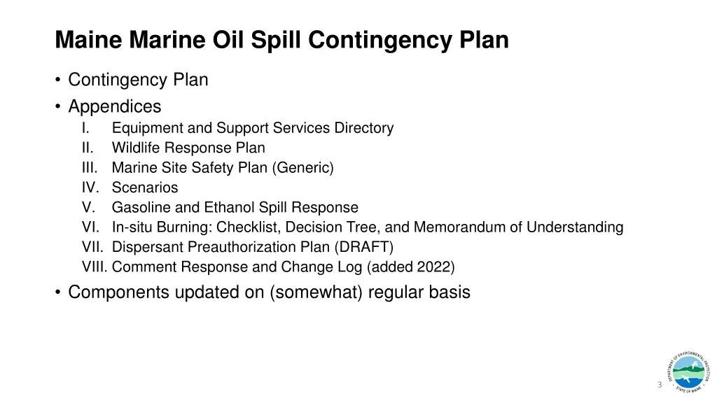maine marine oil spill contingency plan