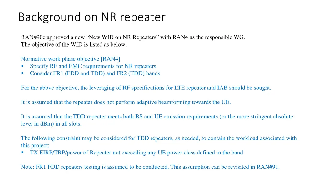 background on nr repeater