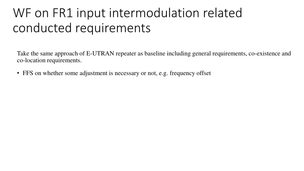 wf on fr1 input intermodulation related conducted