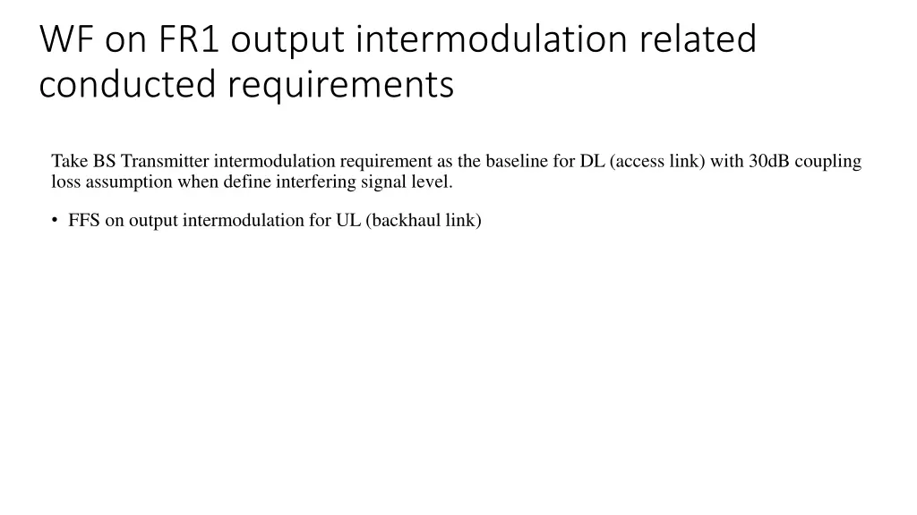wf on fr1 output intermodulation related