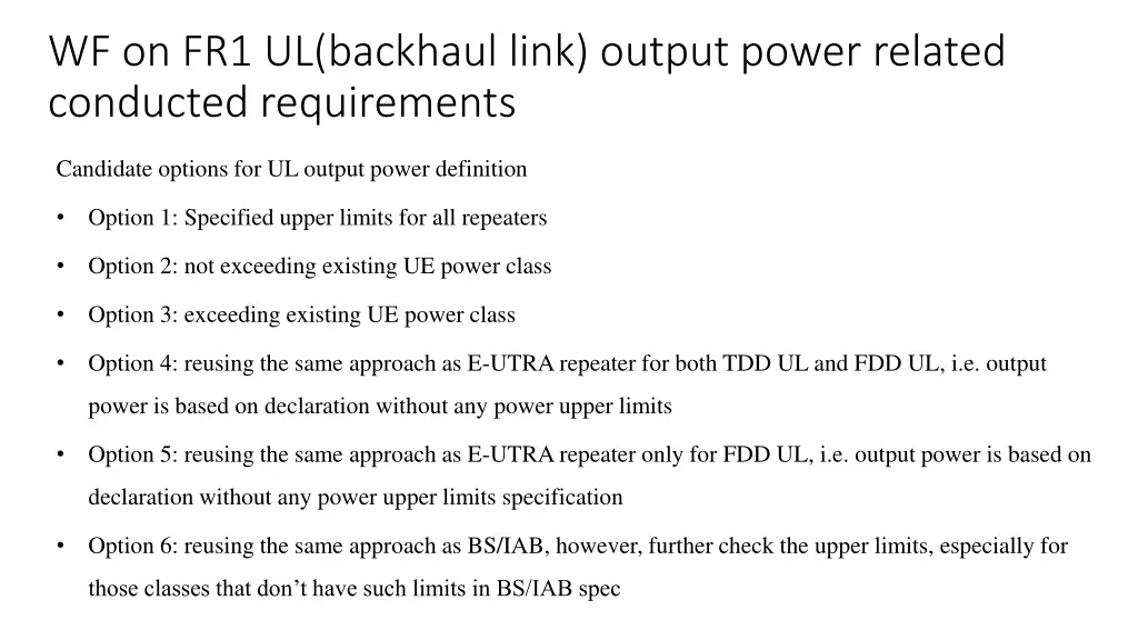 wf on fr1 ul backhaul link output power related 1