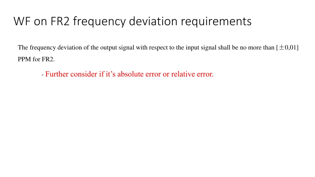 wf on fr2 frequency deviation requirements