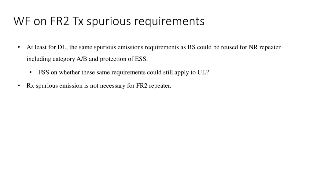 wf on fr2 tx spurious requirements