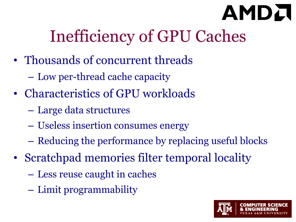 inefficiency of gpu caches