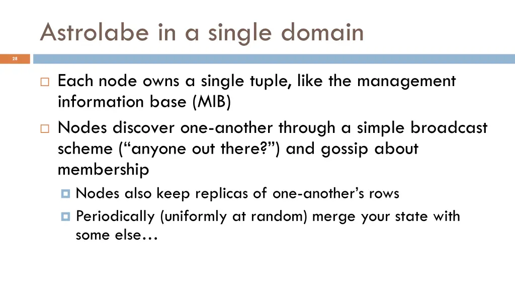astrolabe in a single domain
