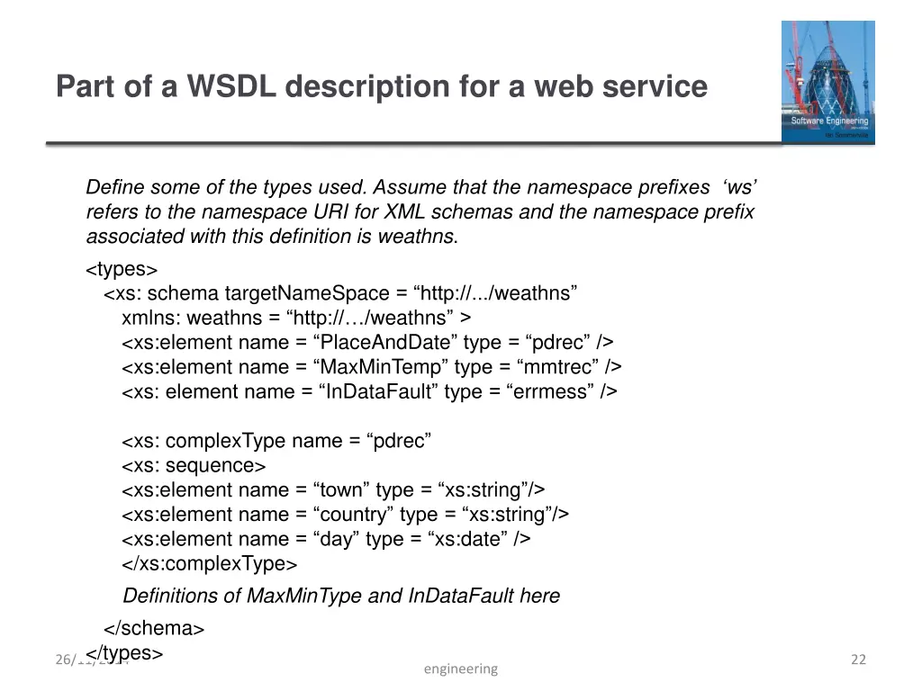 part of a wsdl description for a web service