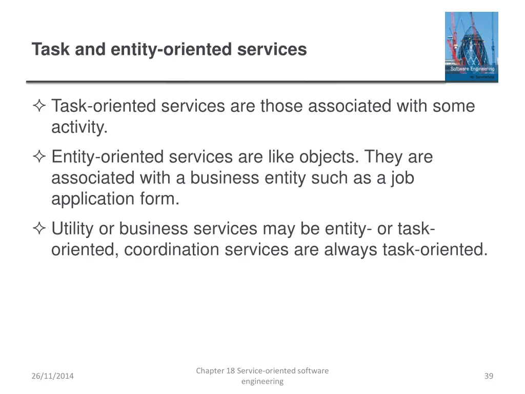 task and entity oriented services