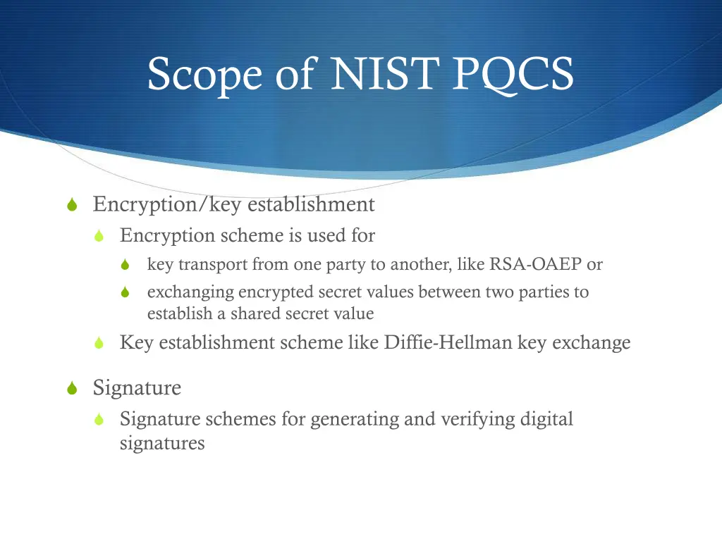 scope of nist pqcs