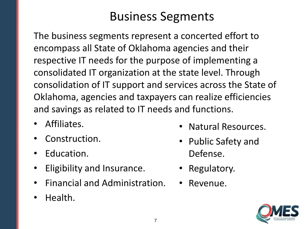 business segments