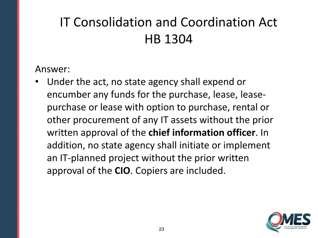 it consolidation and coordination act hb 1304 3