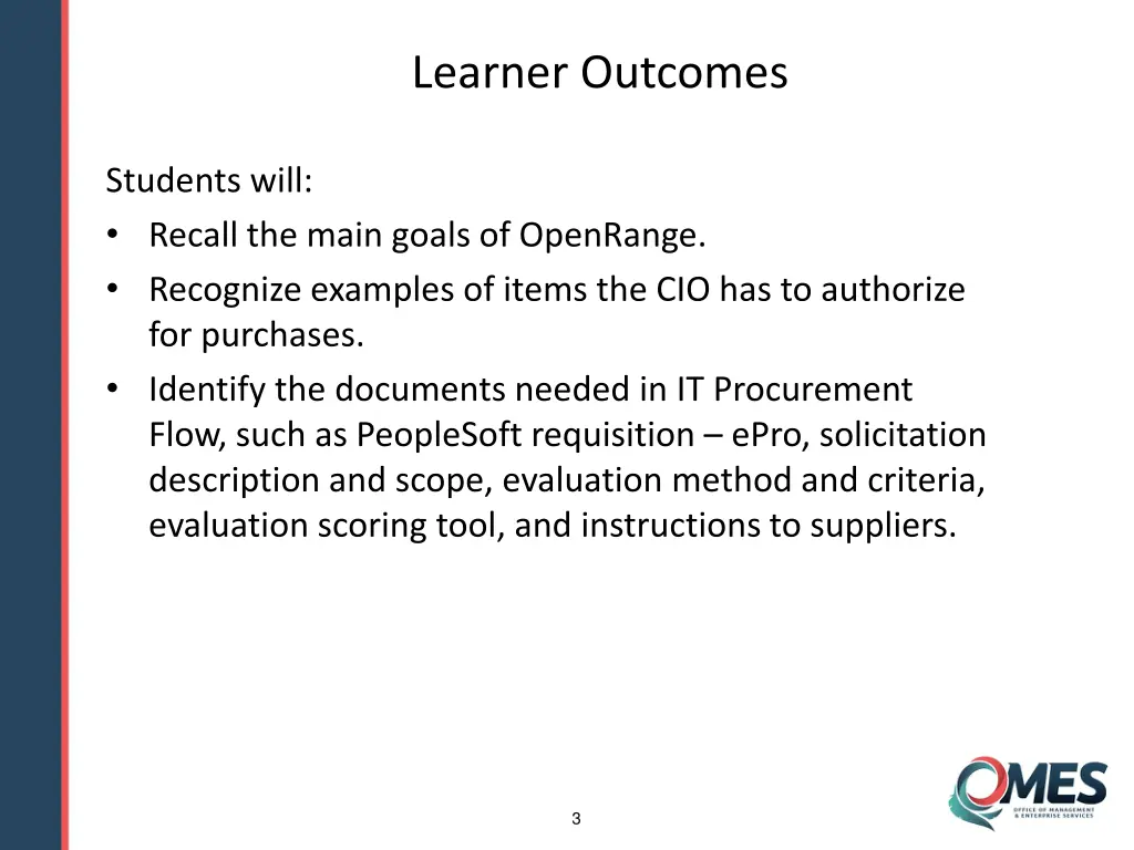 learner outcomes