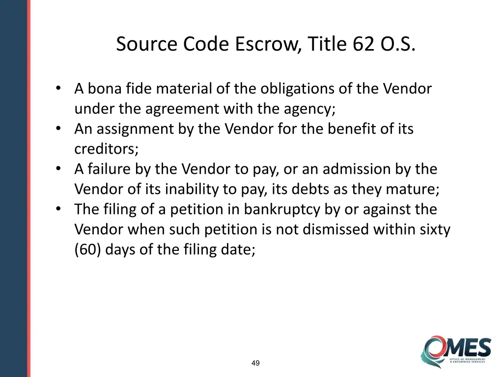 source code escrow title 62 o s 1