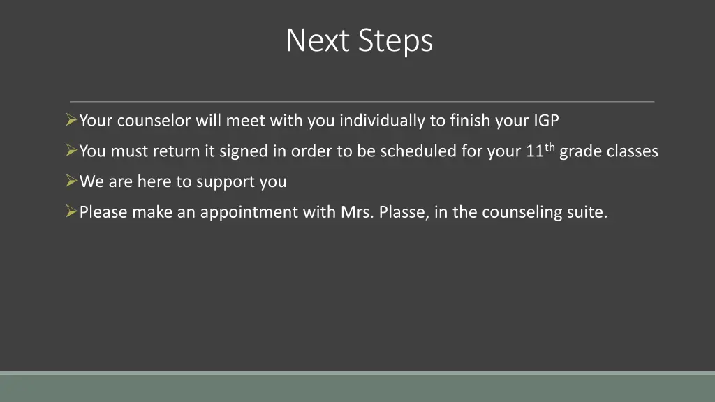 next steps