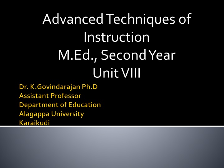 advanced techniques of instruction m ed second