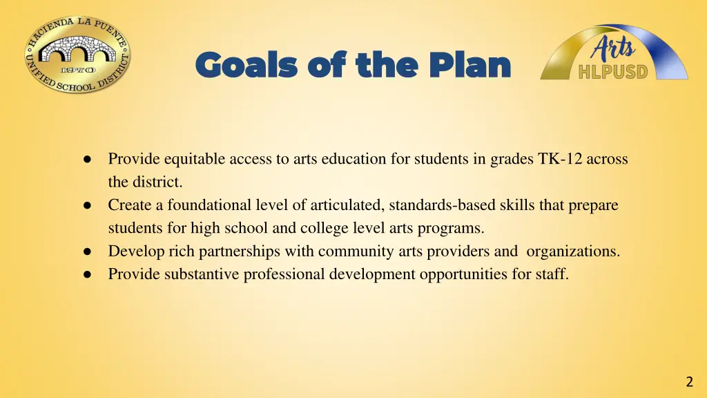 goals of the plan goals of the plan