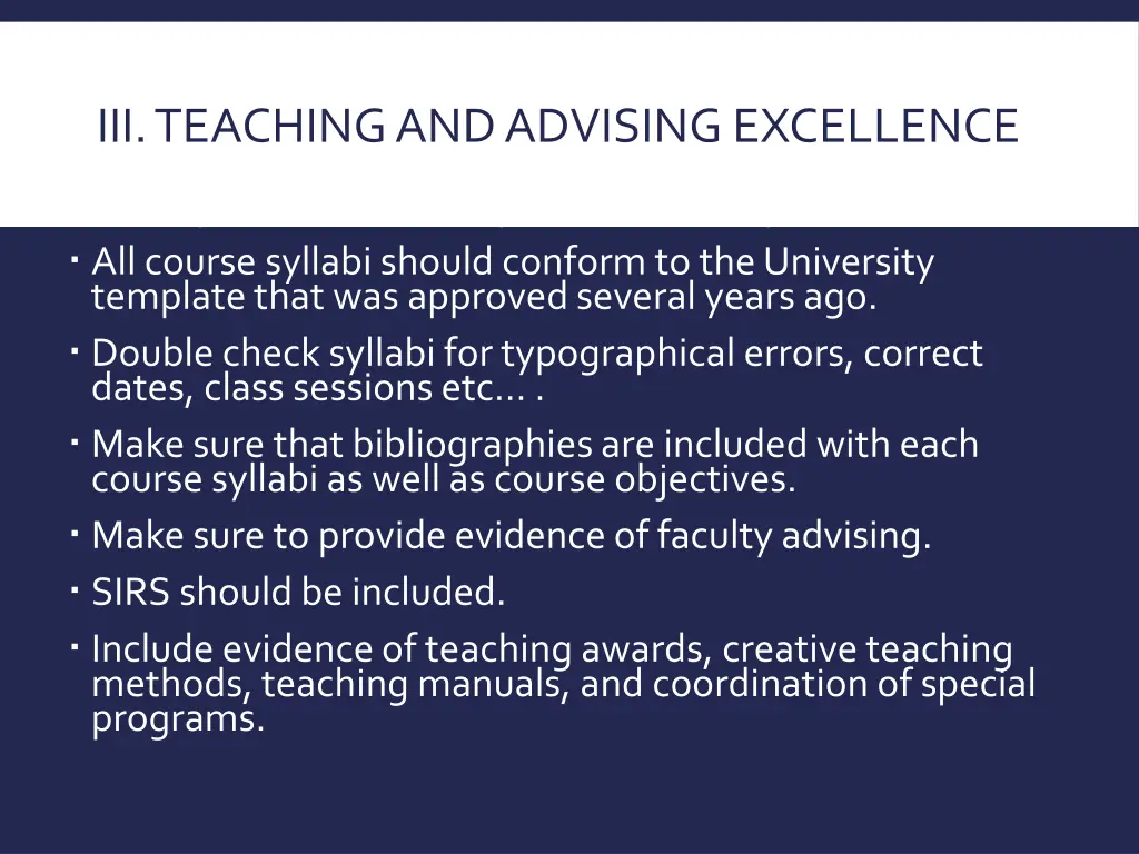 iii teaching and advising excellence