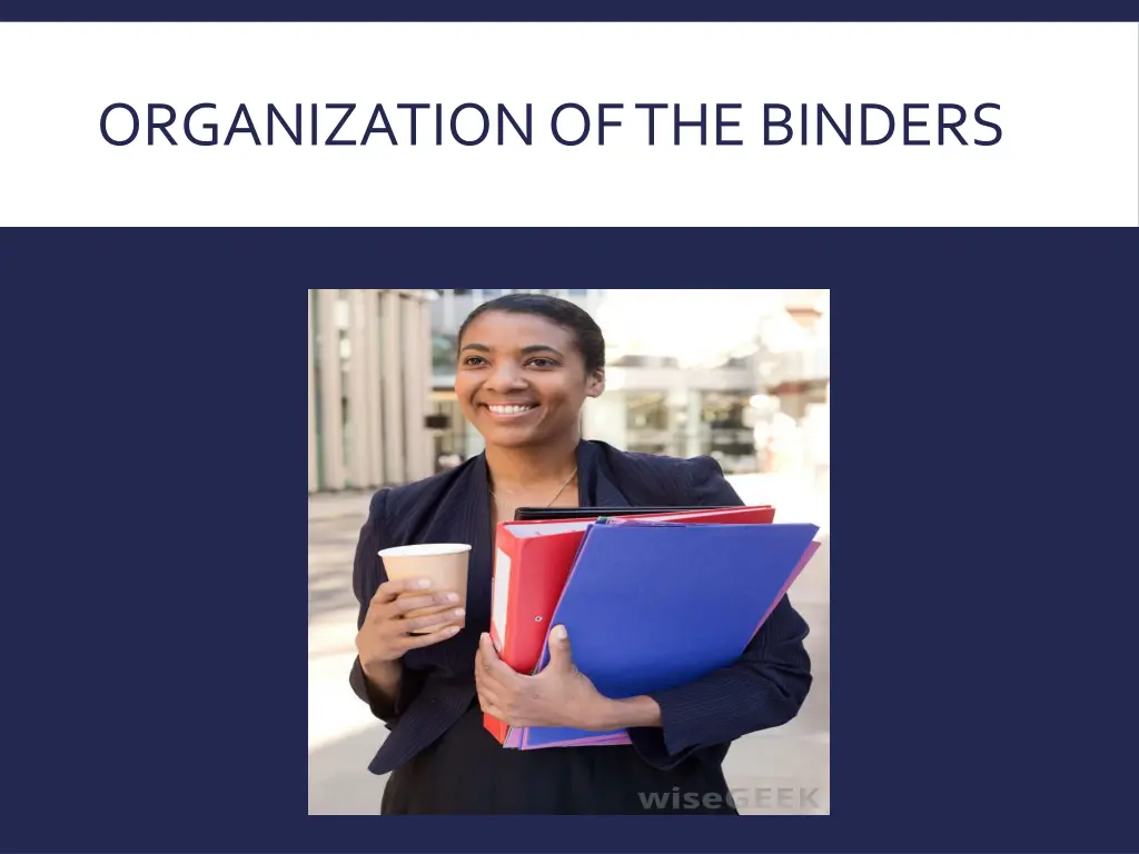 organization of the binders 1