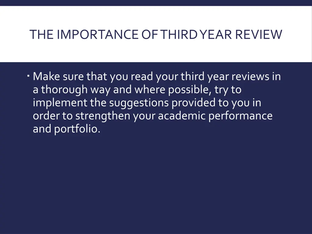 the importance of third year review 1