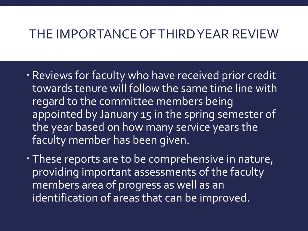 the importance of third year review