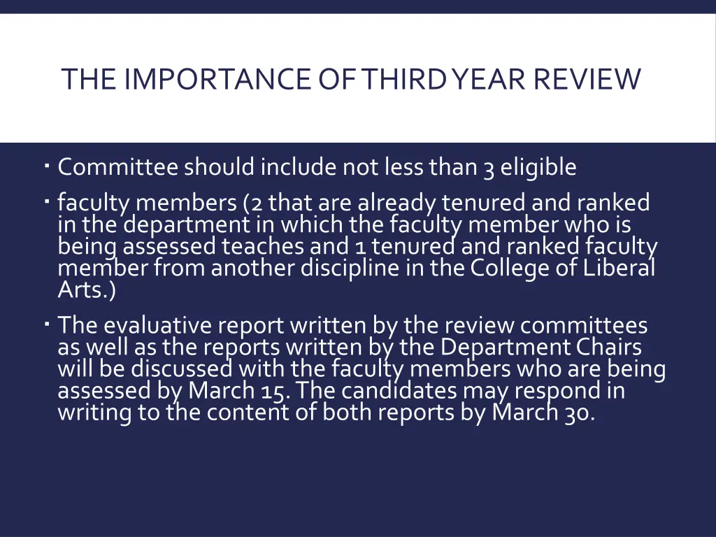 the importance of third year review this