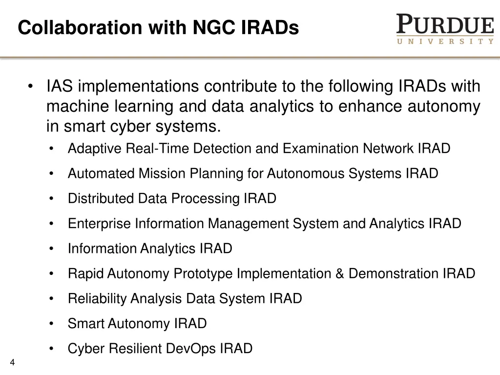 collaboration with ngc irads