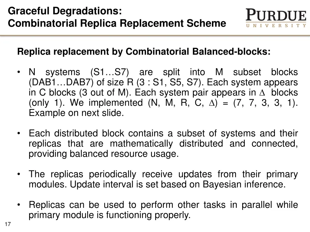 graceful degradations combinatorial replica