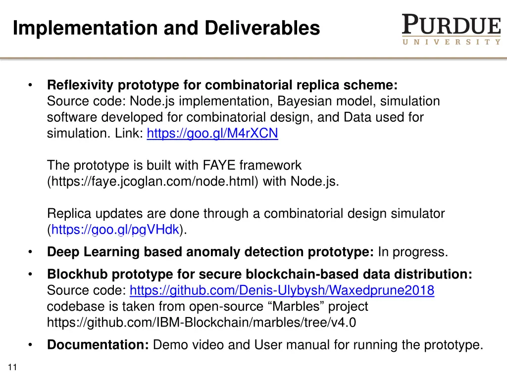 implementation and deliverables