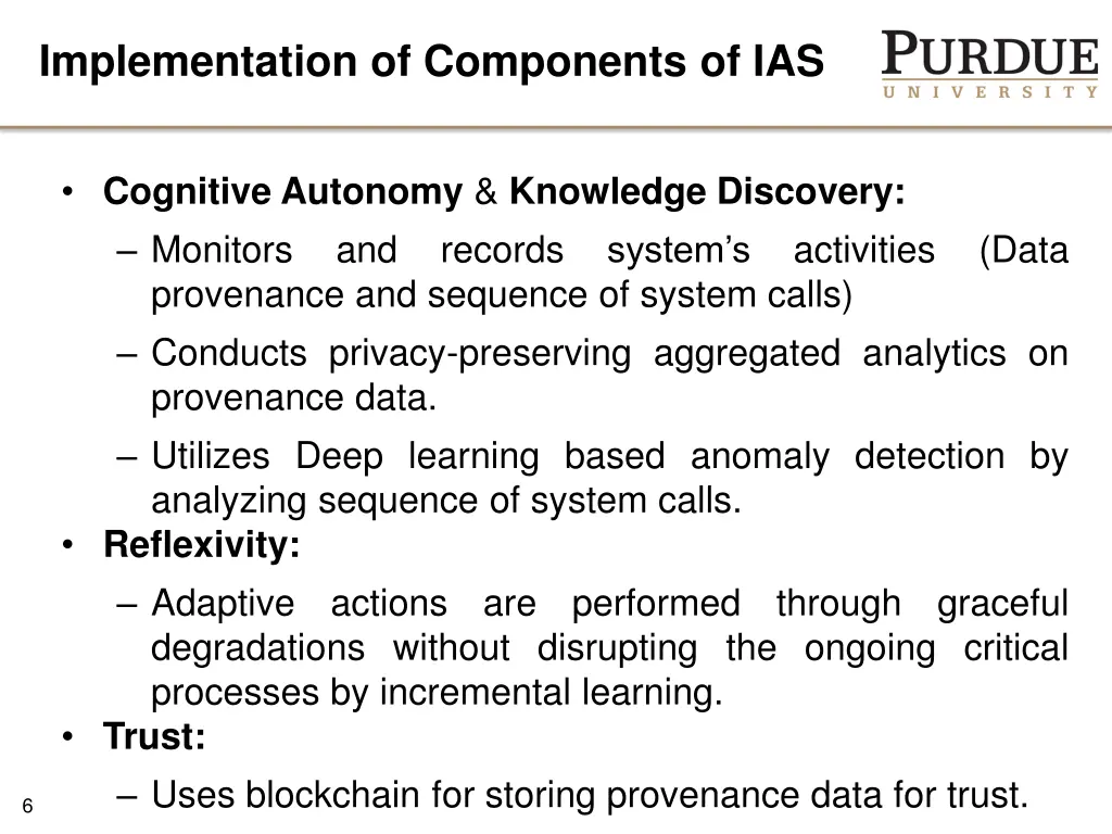 implementation of components of ias