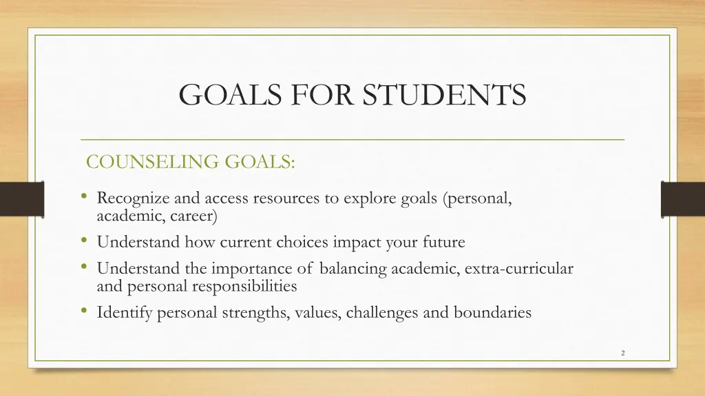 goals for students