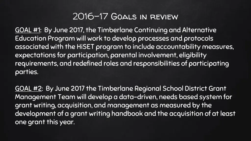 2016 17 goals in review 1