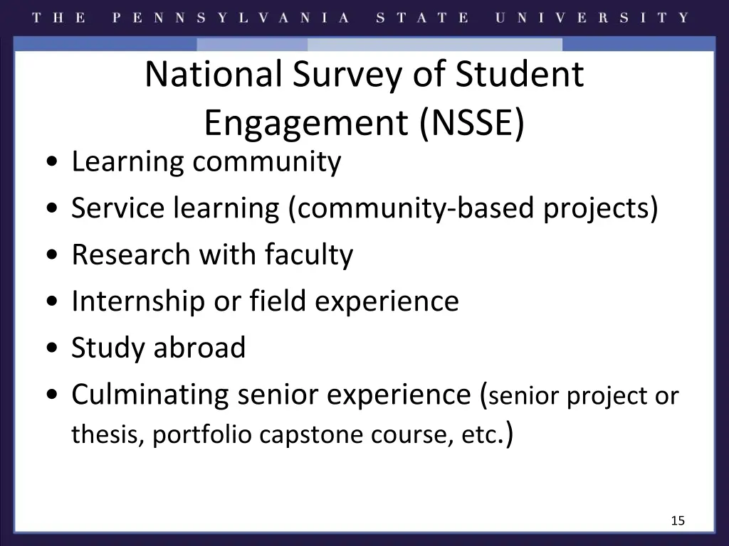 national survey of student engagement nsse