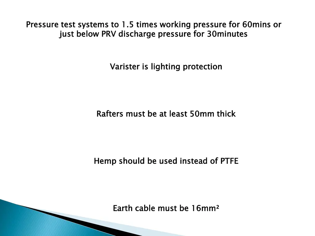 pressure test systems to 1 5 times working