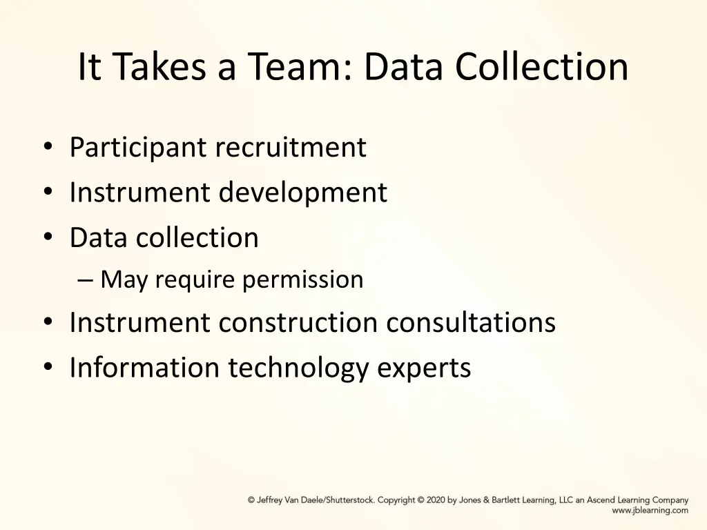 it takes a team data collection
