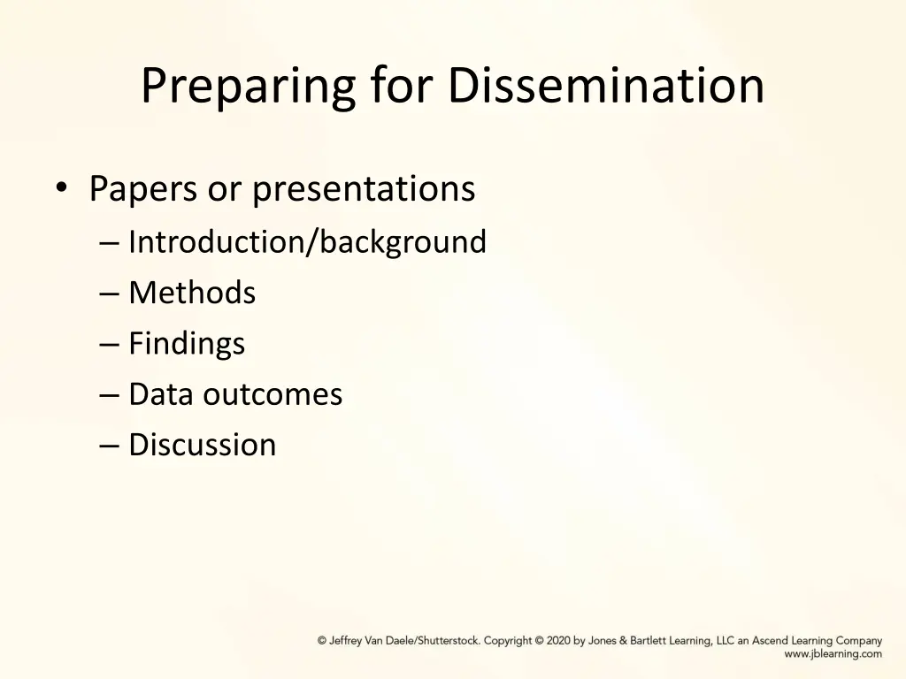 preparing for dissemination