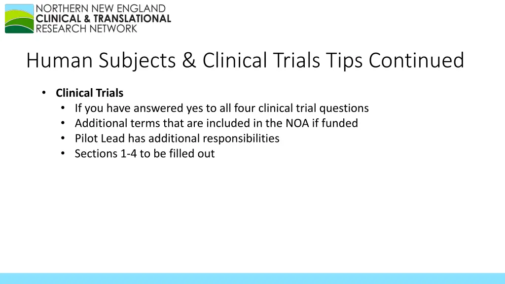human subjects clinical trials tips continued
