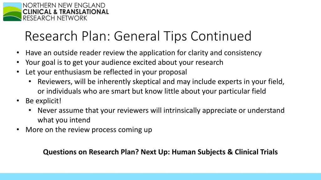 research plan general tips continued have