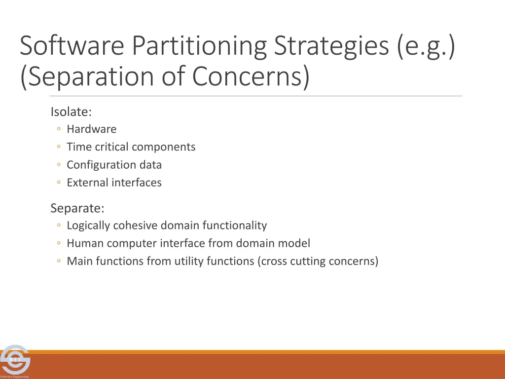 software partitioning strategies e g separation