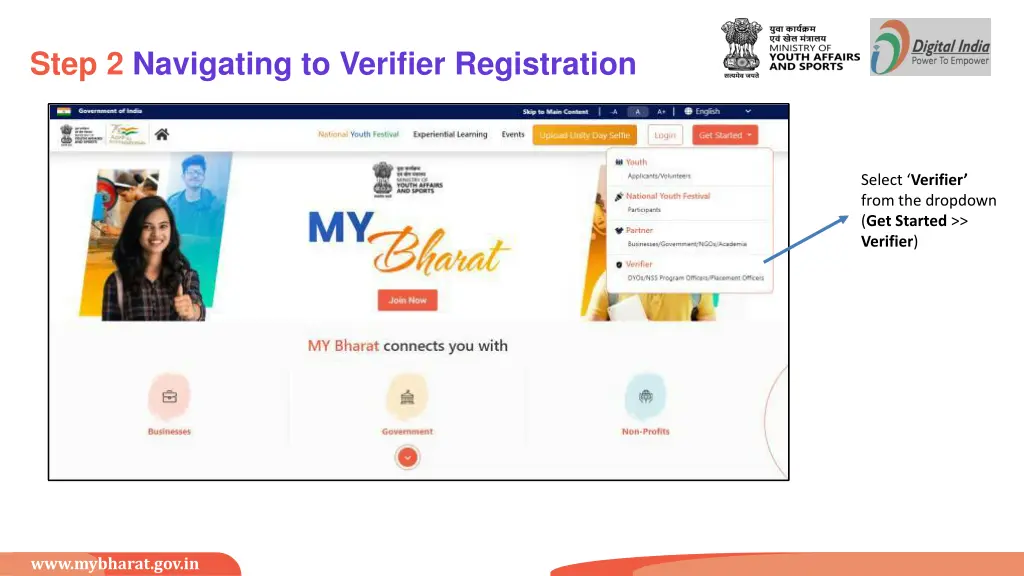 step 2 navigating to verifier registration