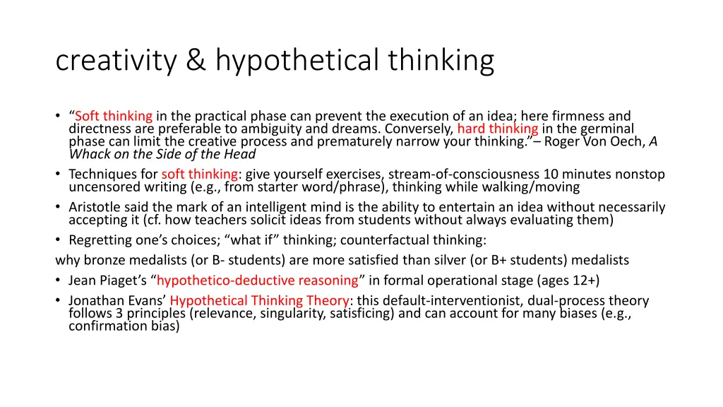 creativity hypothetical thinking