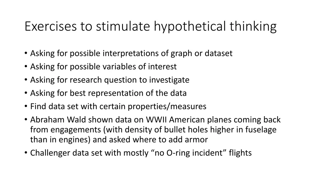 exercises to stimulate hypothetical thinking