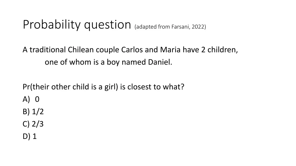 probability question adapted from farsani 2022