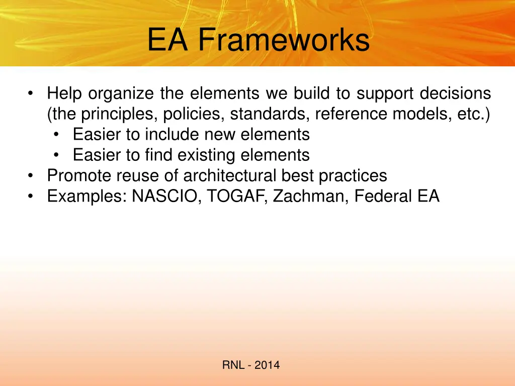 ea frameworks