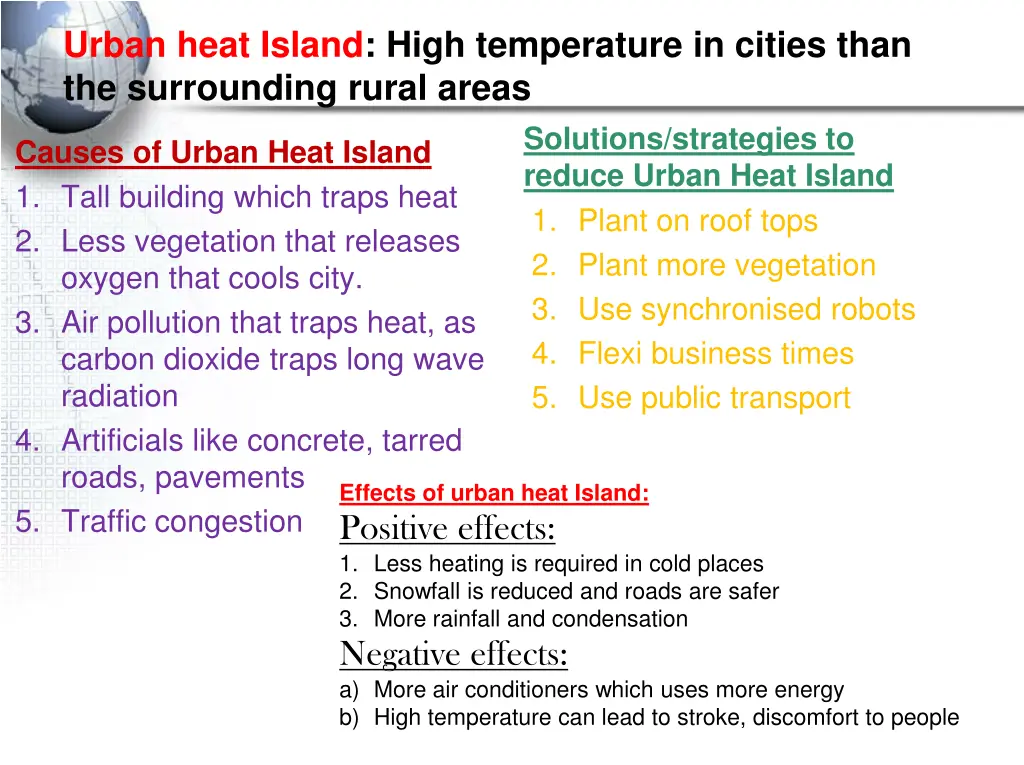 urban heat island high temperature in cities than